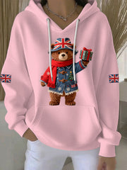Women's Christmas British style Print Casual Hoodie