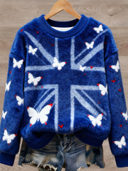 Women's British style Art Print Casual Flannel Sweater