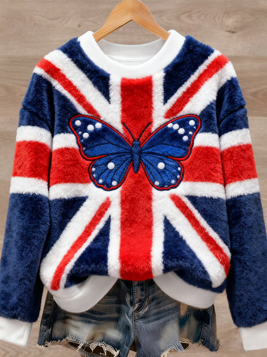 Women's British style Art Print Casual Flannel Sweater