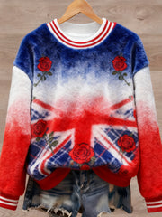 Women's British style Art Print Casual Flannel Sweater