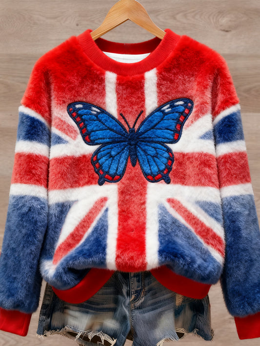 Women's British style Art Print Casual Flannel Sweater