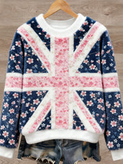 Women's British style Art Print Casual Flannel Sweater