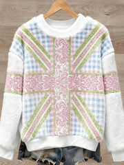 Women's British style Art Print Casual Flannel Sweater