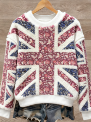 Women's British style Art Print Casual Flannel Sweater