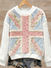 Women's British style Art Print Casual Flannel Sweater