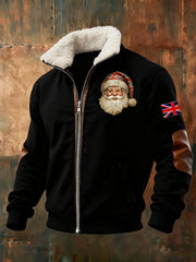 Men's Santa Fur Collar Zip-Up Jacket