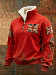 Women's British vintage flag print Composite Fleece Hoodie