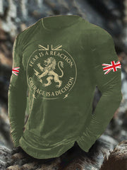Men's UK Flag Lion Printed Casual Tops