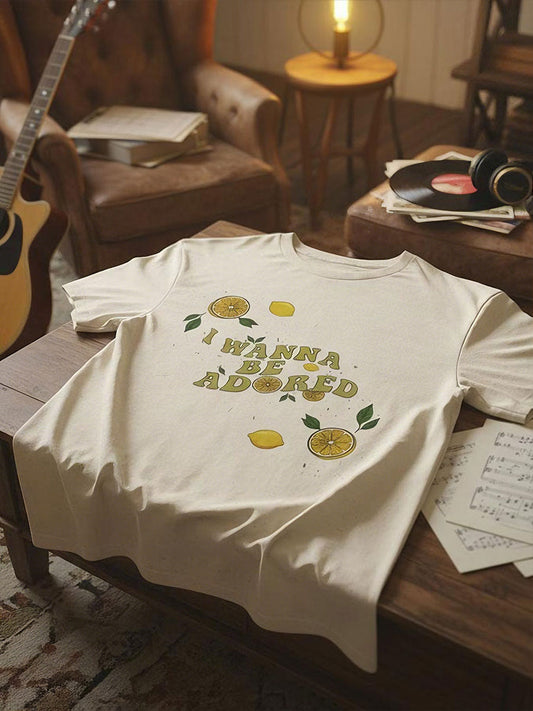 Unisex I Wanna Be Adored Lemon Roses Music Lover Printed T-shirt