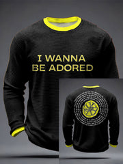Men's I Wanna Be Adored Lemon Roses Music Lover Printed Waffle Tops