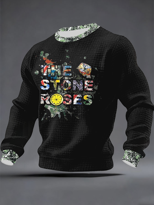 Men's Lemon Roses Music Lover Checkered Cotton Hoodie