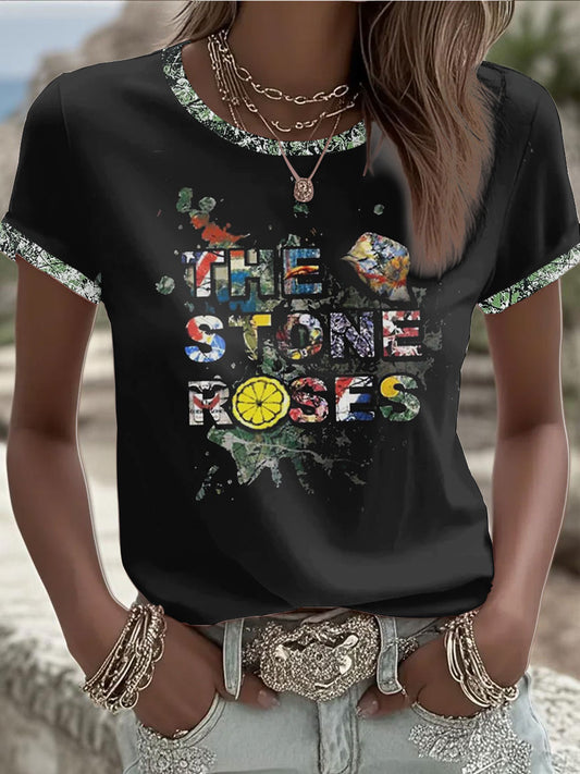 Women's Lemon Roses Music Lover short-sleeved T-shirt