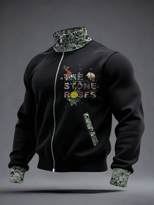 Men's Lemon Roses Music Lover Printed Coat