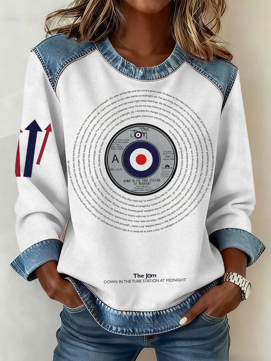 Women's Modfather UK Music Mods Lover Denim Patchwork Top