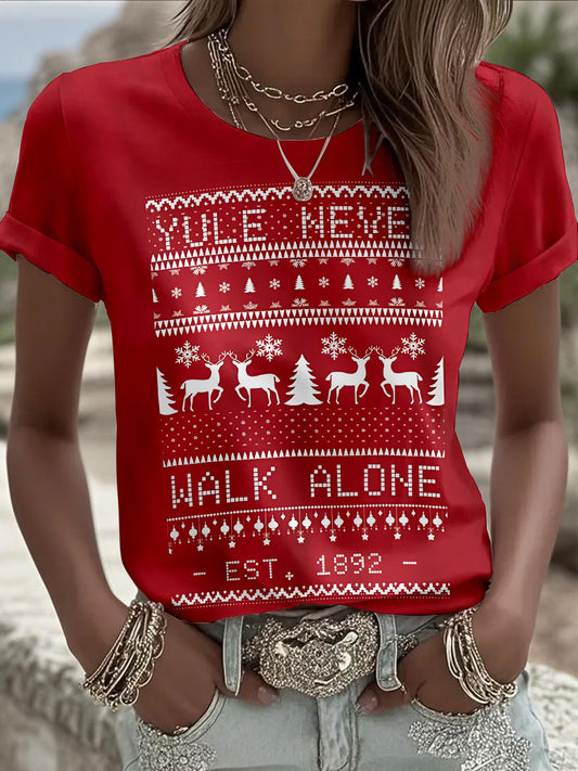 Women's 'You'll Never Walk Alone' Christmas T-shirts
