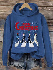 Women's Merry Christmas Retro Classic Legendary Rock Band Print Gift For Fans Casual Sweatshirt