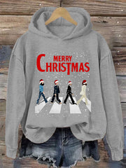 Women's Merry Christmas Retro Classic Legendary Rock Band Print Gift For Fans Casual Sweatshirt