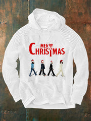 Men's Merry Christmas Retro Classic Legendary Rock Band Print Gift For Fans Casual Waffle Hoodie