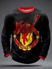 Men's UK Football Lover United Red Devil Printed Waffle Tops