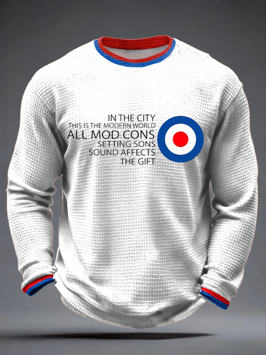 Men's Modfather UK Music Mods Lover Waffle Long Sleeve T-Shirt