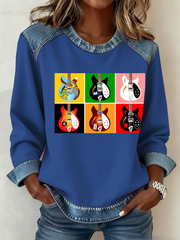 Women's Modfather UK Music Mods Lover Denim Patchwork Top