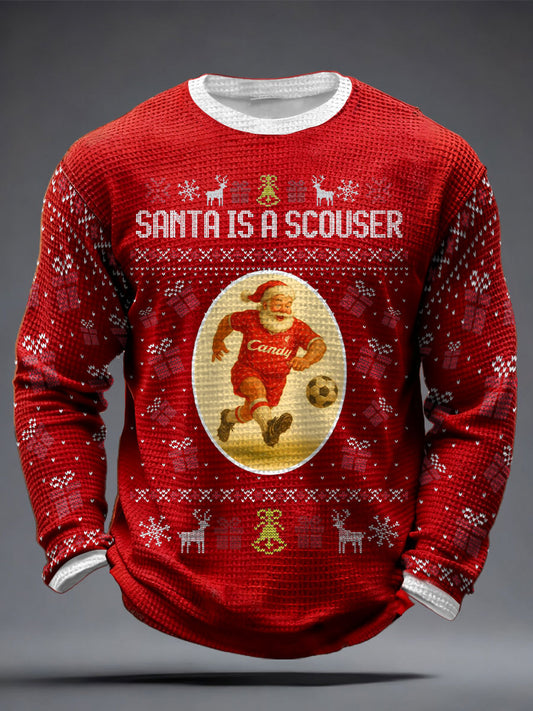 Men's UK Football Lover Christmas Printed Waffle Tops