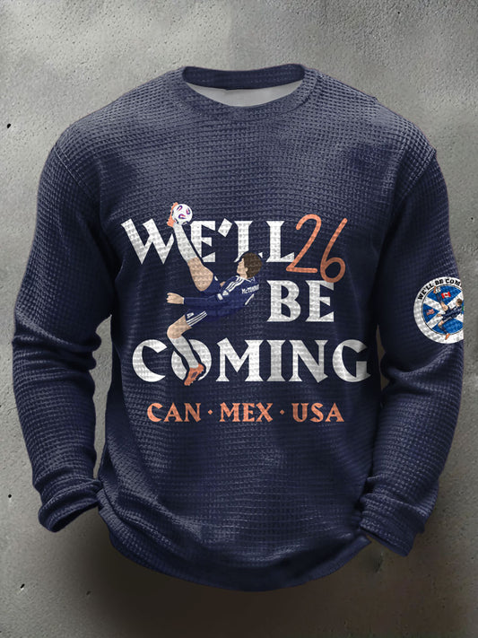Men's UK Football Lover Scotland We'll Be Coming 2026 Printed Waffle Tops
