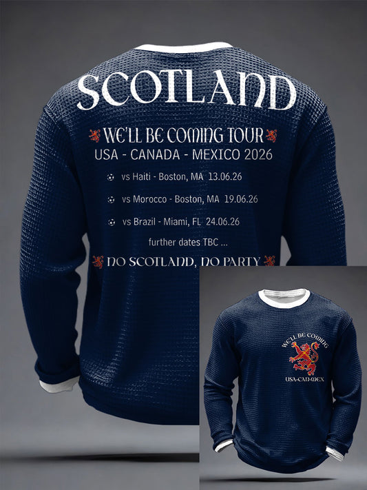Men's UK Football Lover Scotland We'll Be Coming 2026 Printed Waffle Tops