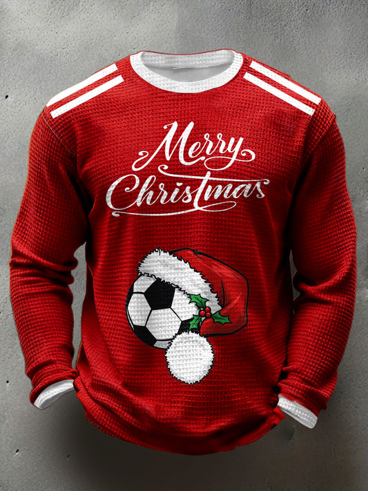 Men's ’UK Football Lover Christmas Printed Waffle Tops