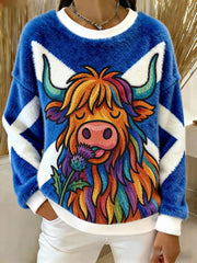 Women's Highland Cow Print Casual Sweatshirt