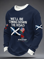 Men's UK Football Lover Scotland We'll Be Coming 2026 Printed Waffle Sweatshirt
