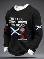 Men's UK Football Lover Scotland We'll Be Coming 2026 Printed Waffle Sweatshirt