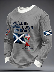 Men's UK Football Lover Scotland We'll Be Coming 2026 Printed Waffle Sweatshirt