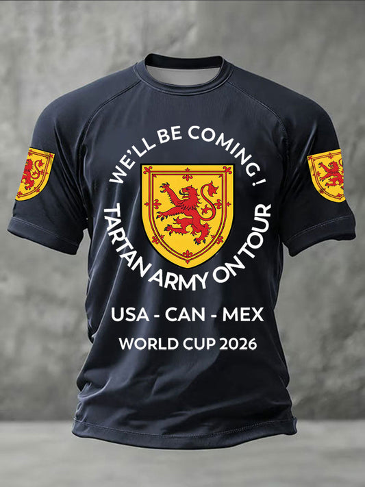 Men's UK Football Lover Scotland We'll Be Coming 2026 Printed short sleeve t-shirt