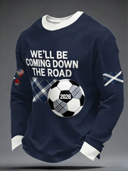 Men's UK Football Lover Scotland We'll Be Coming 2026 Printed Waffle Sweatshirt
