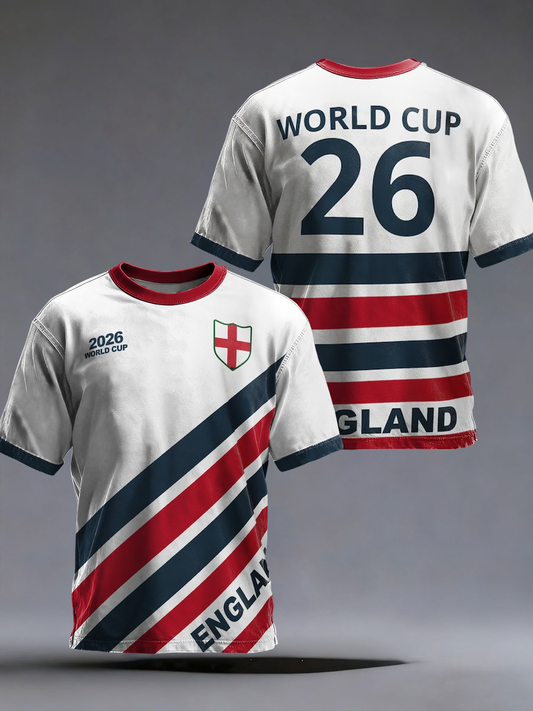 Men's UK Football Lover England 2026 Printed short sleeves t-shirt