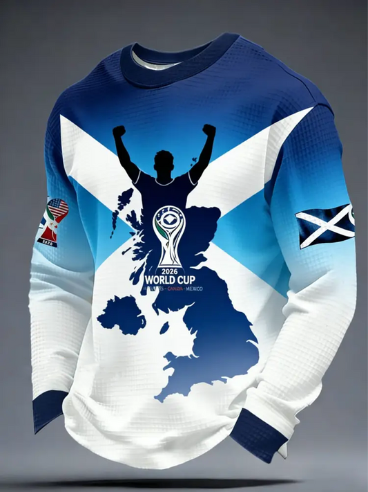 Men's UK Football Lover Scotland We'll Be Coming 2026 Printed Waffle Sweatshirt