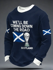 Men's UK Football Lover Scotland We'll Be Coming 2026 Printed Waffle Sweatshirt