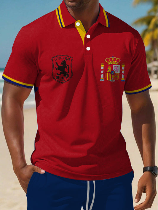 Men's Spain Football Lover Printed Casual Tops