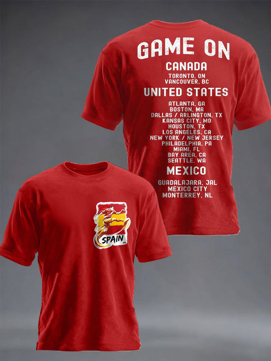 Unisex Spain Football Lover Printed T-shirt