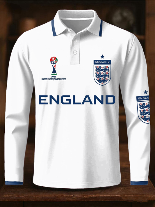 Men's UK Football Lover England  2026 Printed long sleeve shirt
