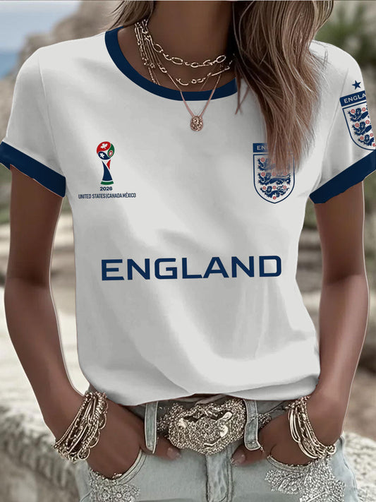 Women's UK Football Lover England  2026 Printed short-sleeved T-shirt