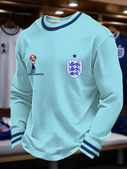 Men's UK Football Lover 2026 England Printed Waffle Long Sleeve Tops