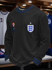 Men's UK Football Lover 2026 England Printed Waffle Long Sleeve Tops