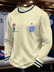Men's UK Football Lover 2026 England Printed Waffle Long Sleeve Tops