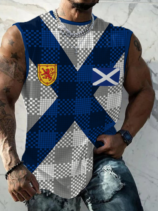 Men's Scotland Football Lover Tartan Army Printed Tank Tops