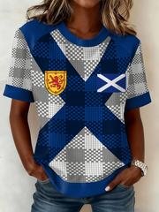 Women's Scotland Football Lover Tartan Army Printed T-shirt