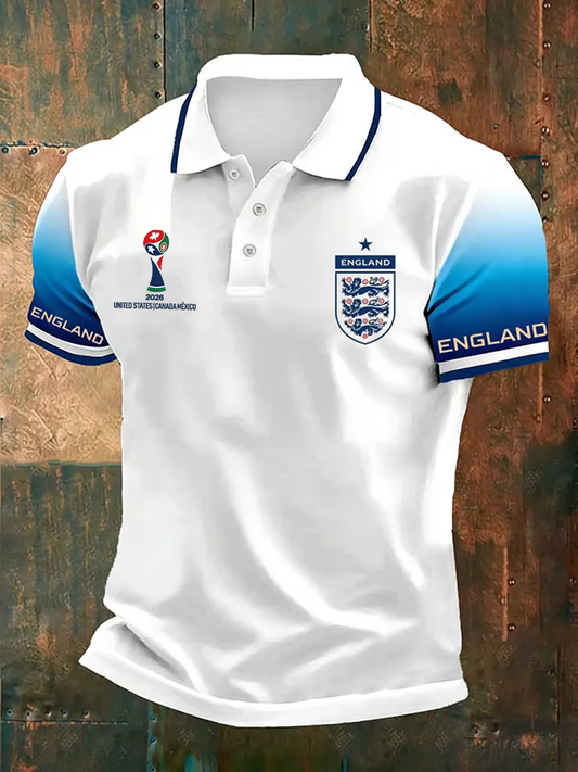 Men's UK Football Lover England 2026 Printed polo shirt
