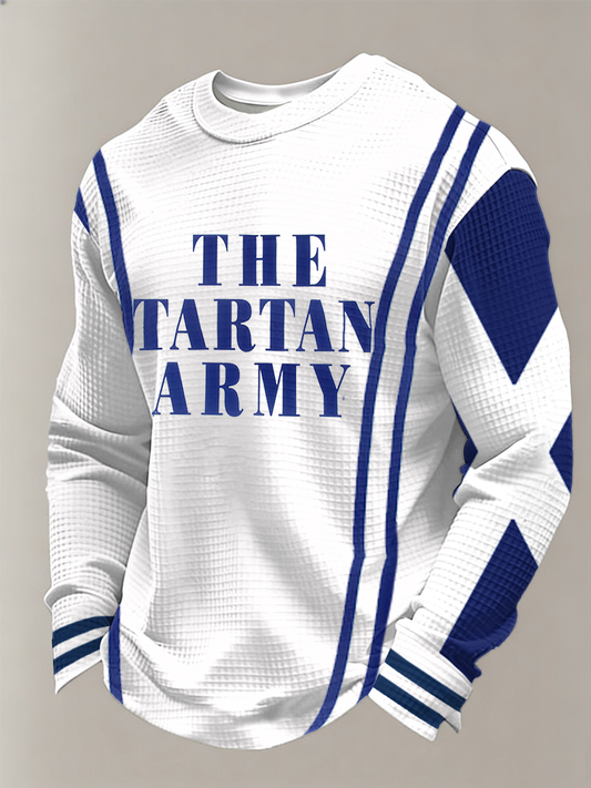 Men's UK Football Lover Scotland Printed  Waffle Long Sleeve Top