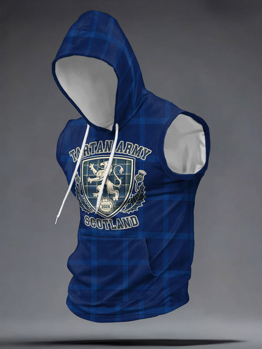 Men's Scotland Football Lover Tartan Army Printed Hooded Tank Tops